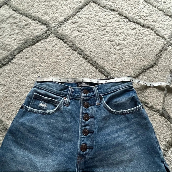Abercrombie & Fitch Dark Blue Frayed Jean Shorts - Picture 4 of 9